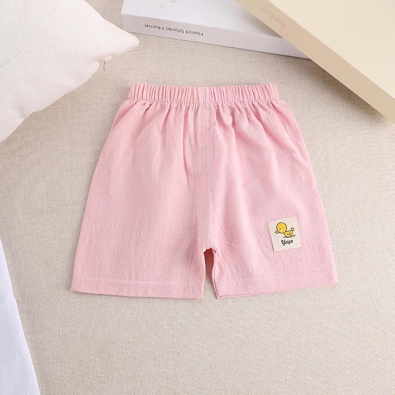 Short d'été en coton et lin de style coréen pour enfants, pantalons courts mignons pour tout-petits,