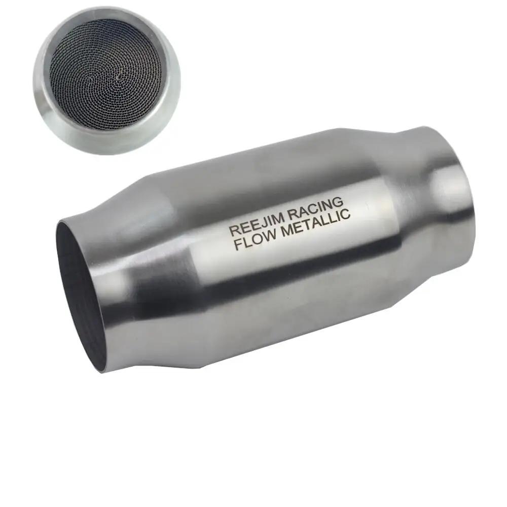 Convertisseur catalytique à haut débit 4" x 8" - Substrat métallique 200 cellules/cpsi - 2,5"/3" ent
