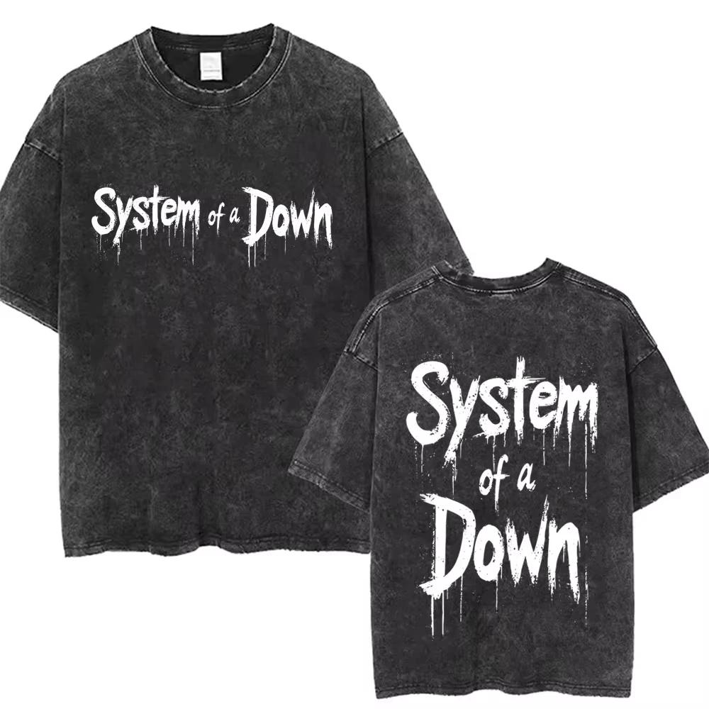 Système d'un Album de toxicité duvet graphique lavé T-shirts hommes femmes Rock surdimensionné t-shi