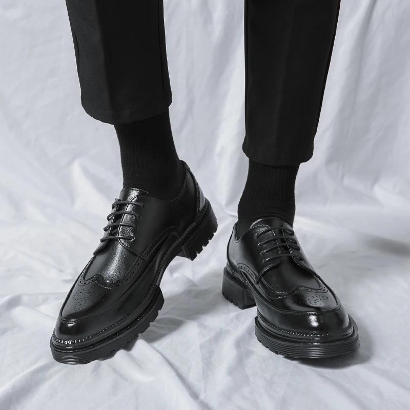 Chaussures en cuir à lacets pour jeunes hommes, chaussures d'affaires formelles, chaussures de maria