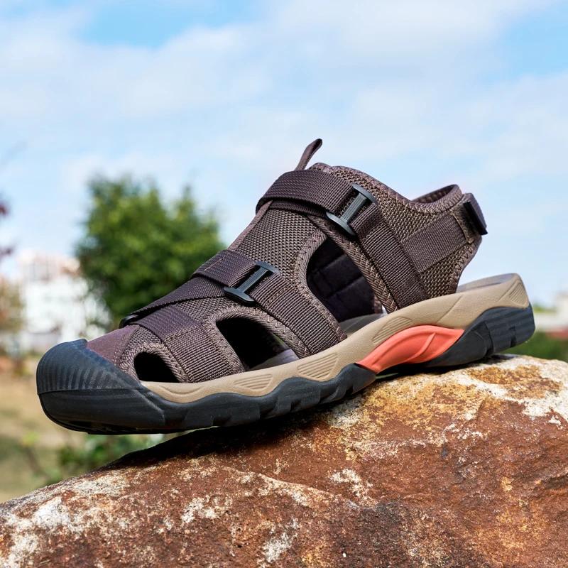 Sandales en maille respirante pour hommes, chaussures de plage et de marche en plein air, légères, c