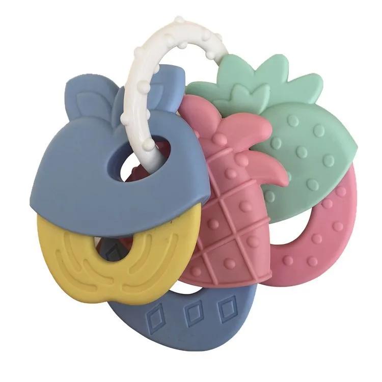 TeWindsor-Hochet de dentition en caoutchouc souple pour bébé, jouets en silicone de qualité alimenta