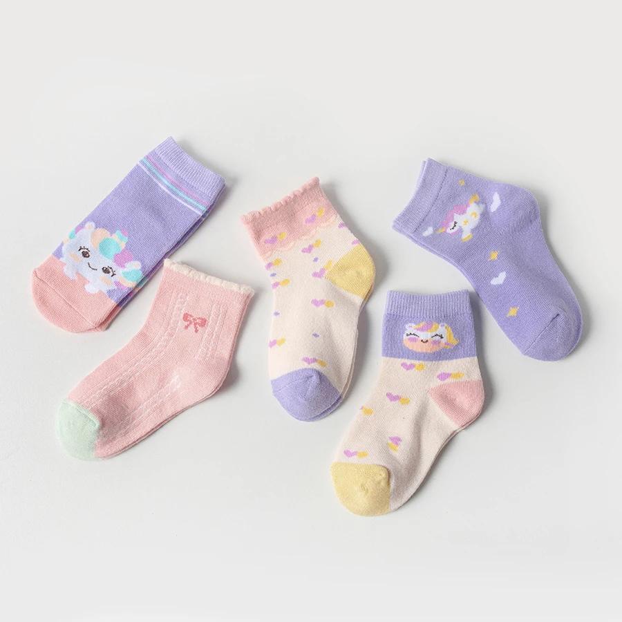 5 paires de chaussettes pour enfants avec motifs de licorne mignons de dessin animé pour filles et b