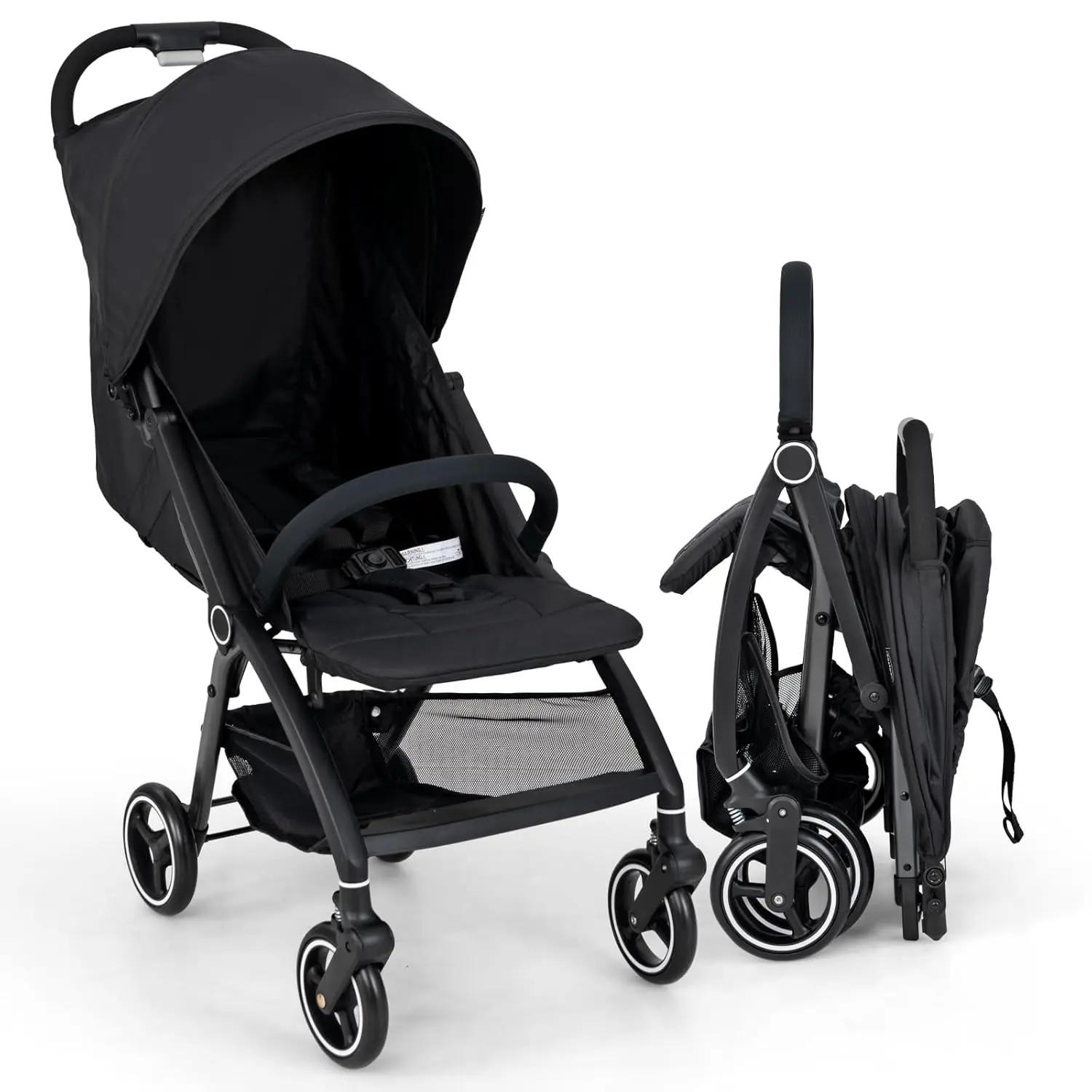 Poussette pliante à une main, Buggy de voyage léger avec dossier et capuche réglables, landau pour b