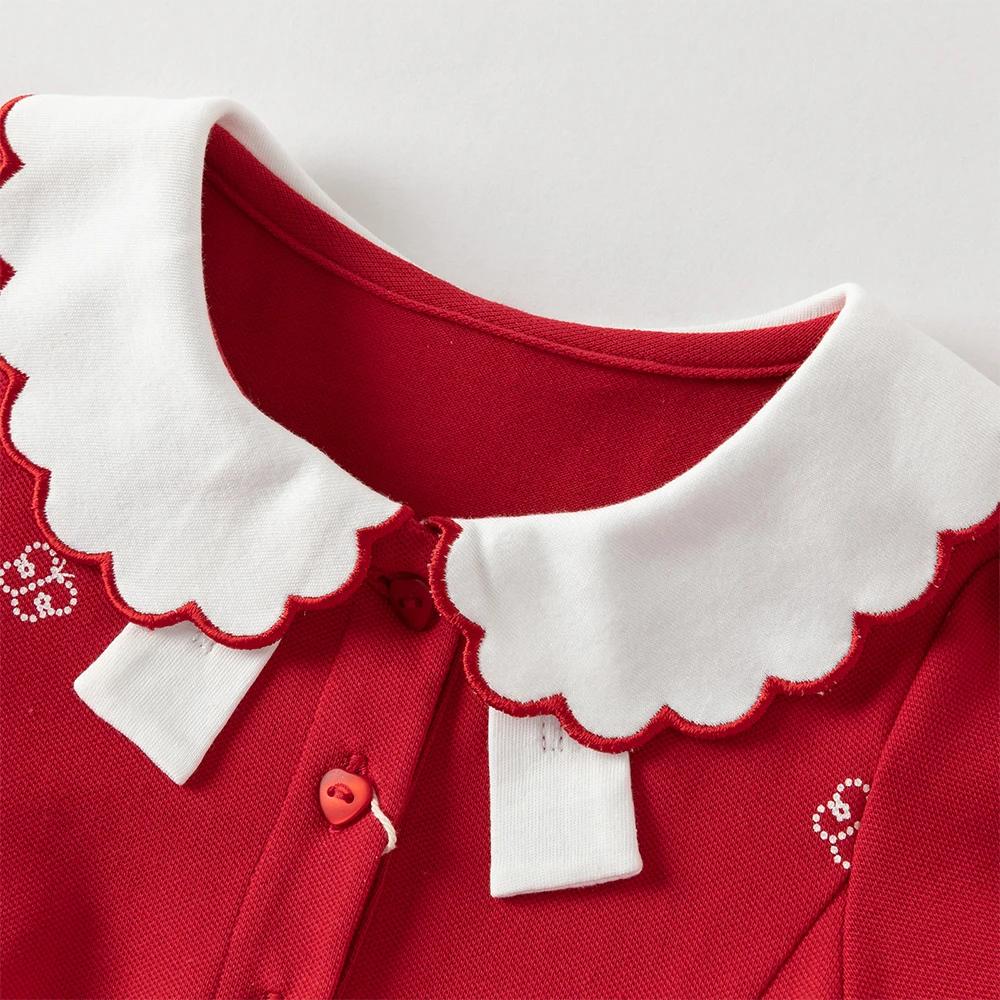 Dave Bella robe élégante pour filles printemps enfants robes de princesse jupe Polo rouge en plein a