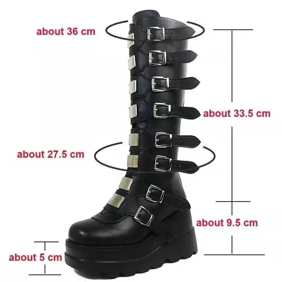Bottes hautes gothiques à plateforme, Punk, noires, chaussures De moto Sexy, Halloween Cosplay, pour
