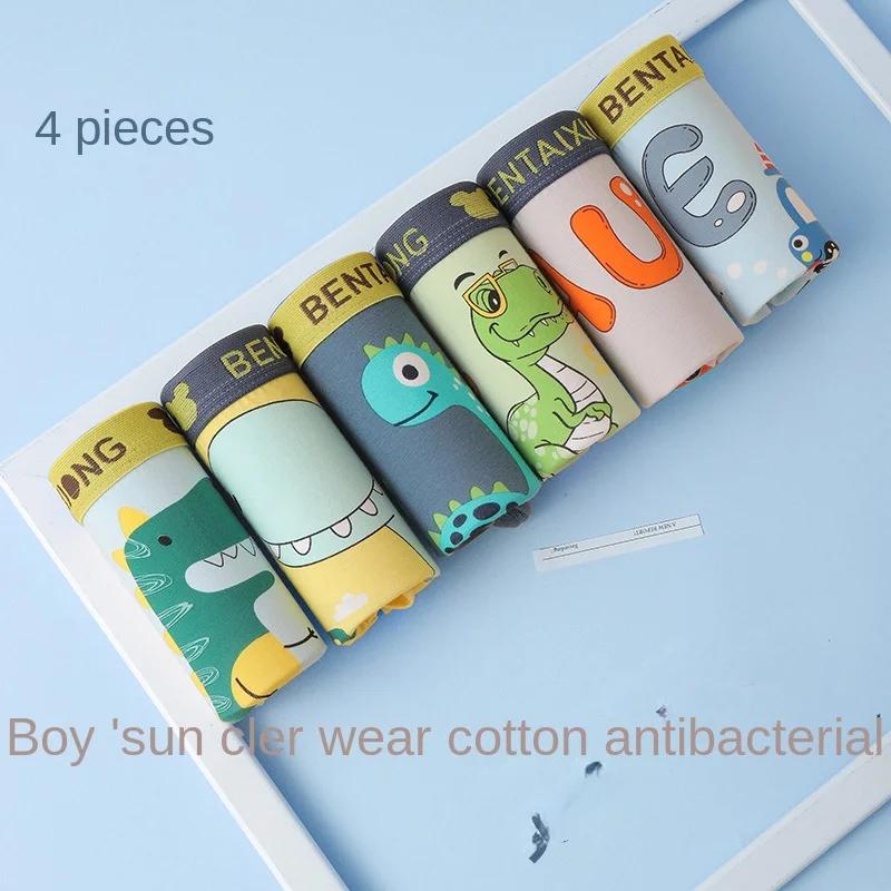 Boxer en Coton Imprimé Dinosaure pour Garçon, Sous-Vêtement Doux pour Enfant et Adolescent de 1 à 14