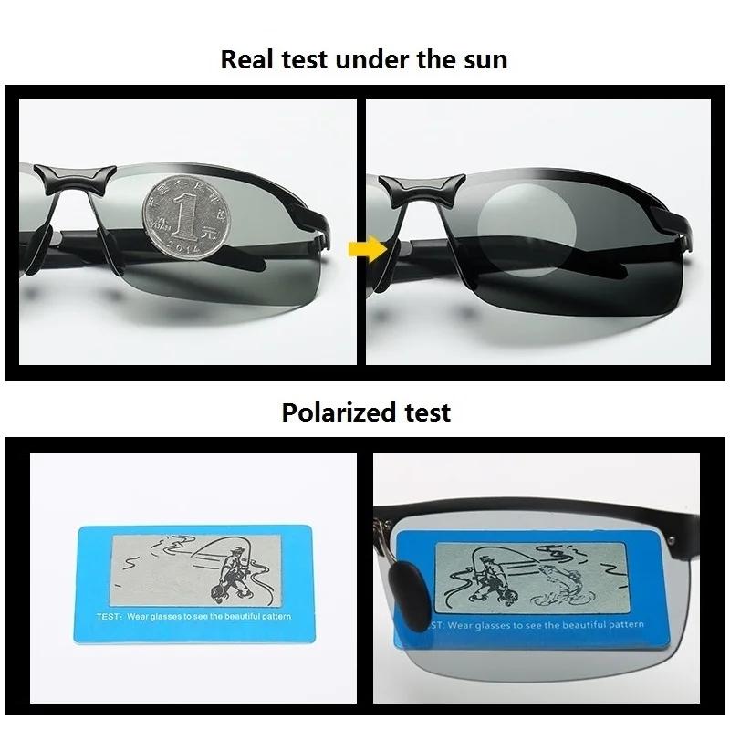 Lunettes de soleil polarisées photochromiques pour hommes, lunettes de conduite et de pêche, lunette