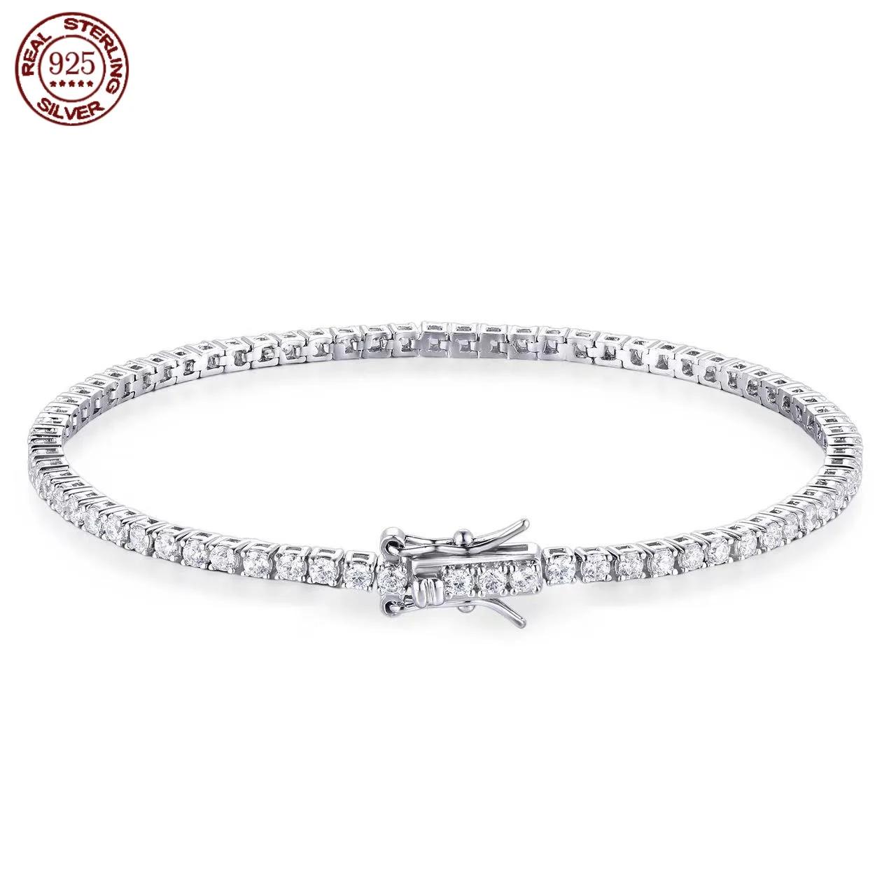 Bracelet Tennis Moissanite D VVS1 Prix Usine en Argent Sterling S925 Plaqué Or 18 carats avec Certif