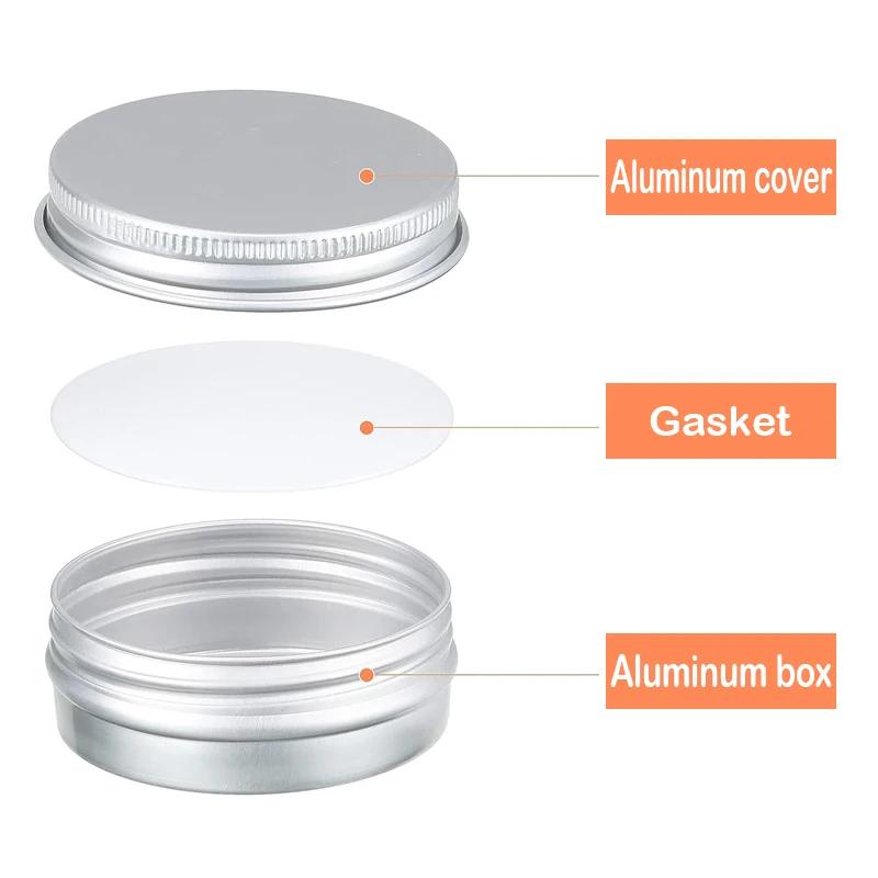 Boîtes vides en aluminium argenté de 5 à 250ml, 1/5/10 pièces, bougies rondes à vis, boîtes à épices