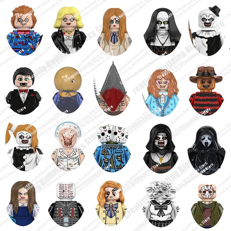 Série d'Halloween chaude Double tête Jason nonne garçon fille modèle 3D bricolage bloc de constructi
