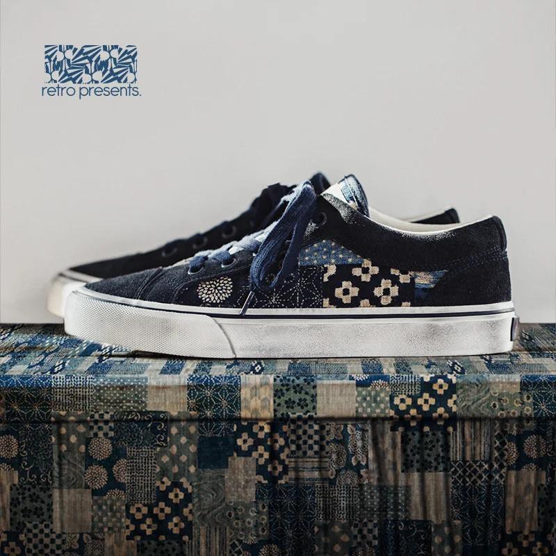 Maden-Chaussures basses en toile imprimée rétro japonaise pour hommes et femmes, marque de créateur,