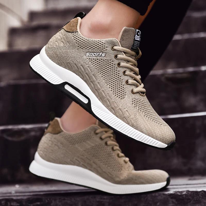 Chaussures de sport respirantes à talon compensé invisible pour hommes, hauteur accrue de 6-8 cm