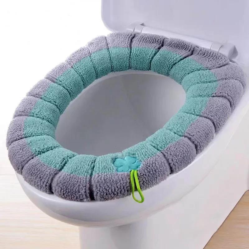 Housse de siège de toilette chaude, confortable, tricotée épaisse en forme de O, universelle, lavabl