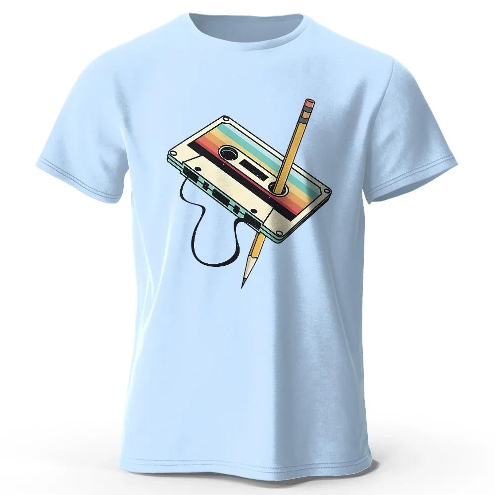 T-Shirt d'été 100% coton imprimé pour hommes, T-Shirt à manches courtes à col rond doux et respirant