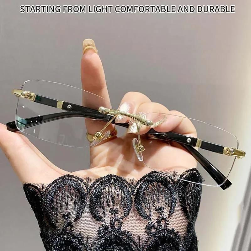 Lunettes de myopie photochromiques carrées sans bords pour hommes et femmes, Anti-UV, pour myopie, r