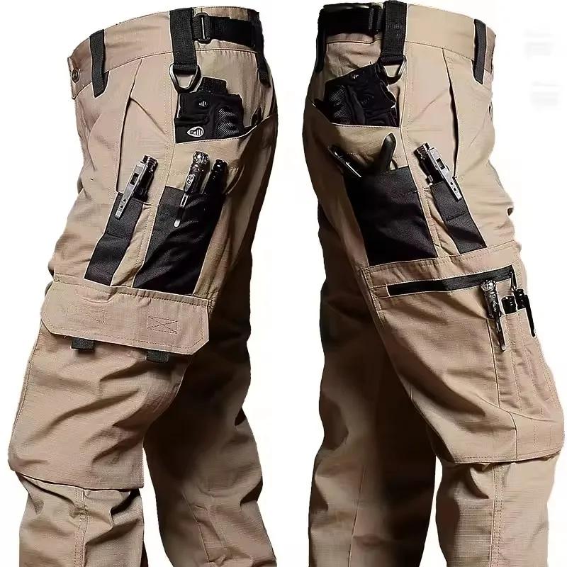 Pantalon de travail multi-poches pour hommes, imperméable, jambe droite, Cargo, résistant à l'usure,