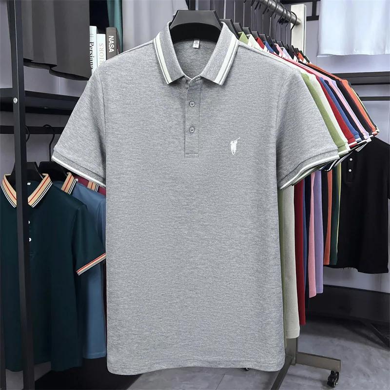 Polo à manches courtes 100% coton marque haut de gamme Paul Pony broderie rayures Été luxe respirant