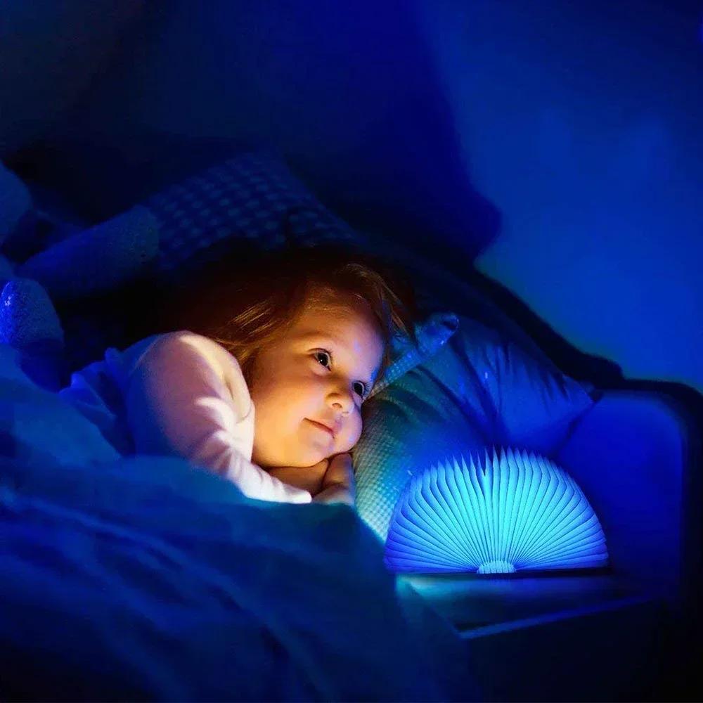 3D pliant créatif LED veilleuse RGB couleur USB Recharge en bois livre lumière décor chambre bureau 