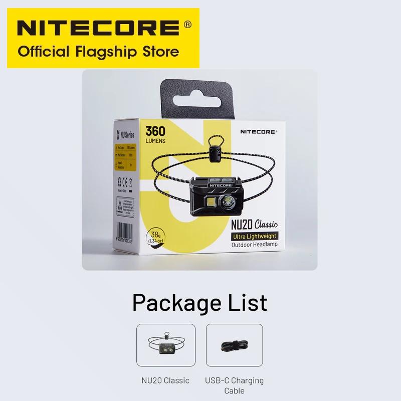 NITECORE NU20 lampe frontale Rechargeable USB-C classique 38 g phare Ultra léger pour sac à dos Camp