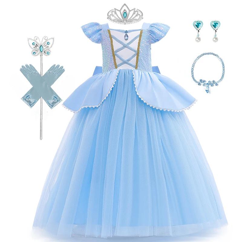 Robe Cendrillon de 2 à 10 ans, Costume de Cosplay de princesse pour filles, déguisement de fête de n