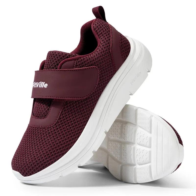 FitVille chaussures pour femmes baskets larges chaussures pour diabète sangle réglable pour pieds go