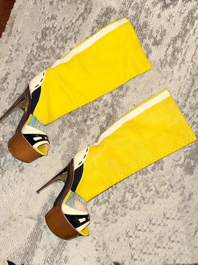 Sandales à plateforme en patchwork effet crocodile, sexy, à bout pointu, couleurs mélangées, accepte