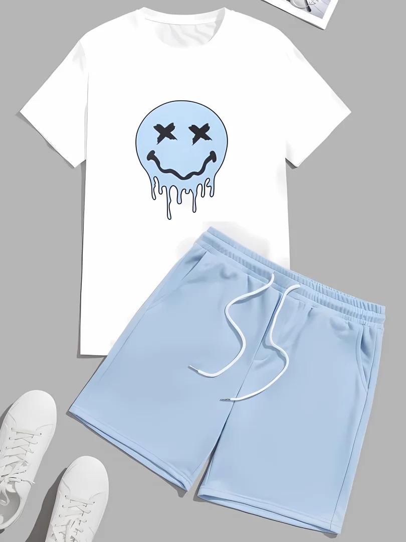 Ensemble T-shirt + short à la mode imprimé en 3D pour hommes, short à manches courtes à motif amusan
