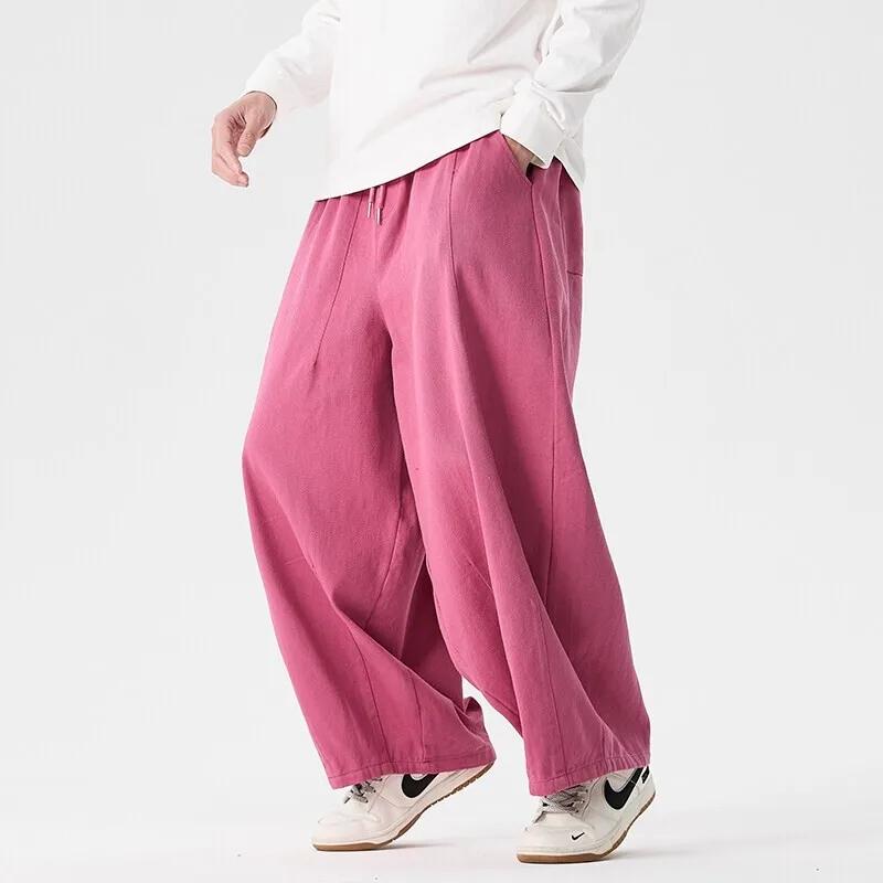 Pantalon à jambes larges pour hommes, confortable à porter, décontracté, sarun japonais, lanterne, c