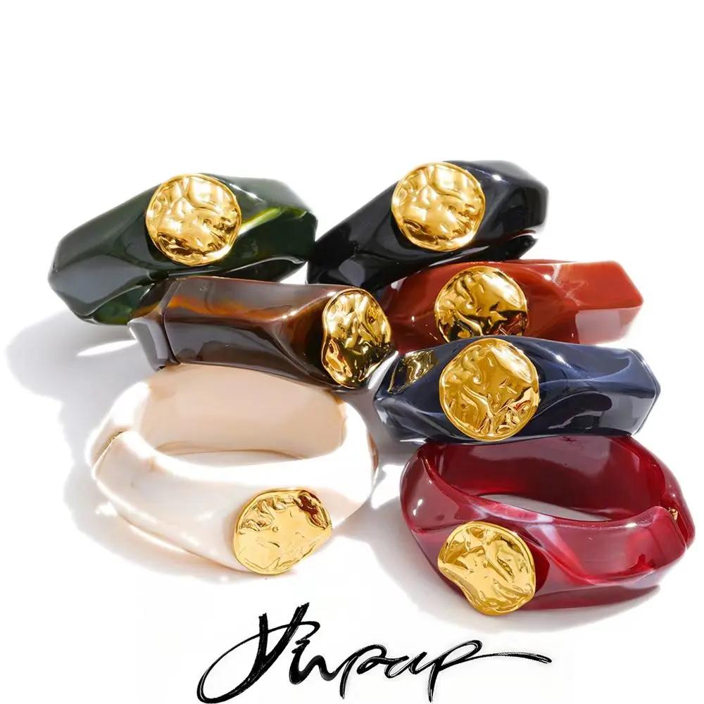 Yhpup 60mm multicolore résine large Bracelet Bracelet 2025 exclusif étanche en acier inoxydable Styl