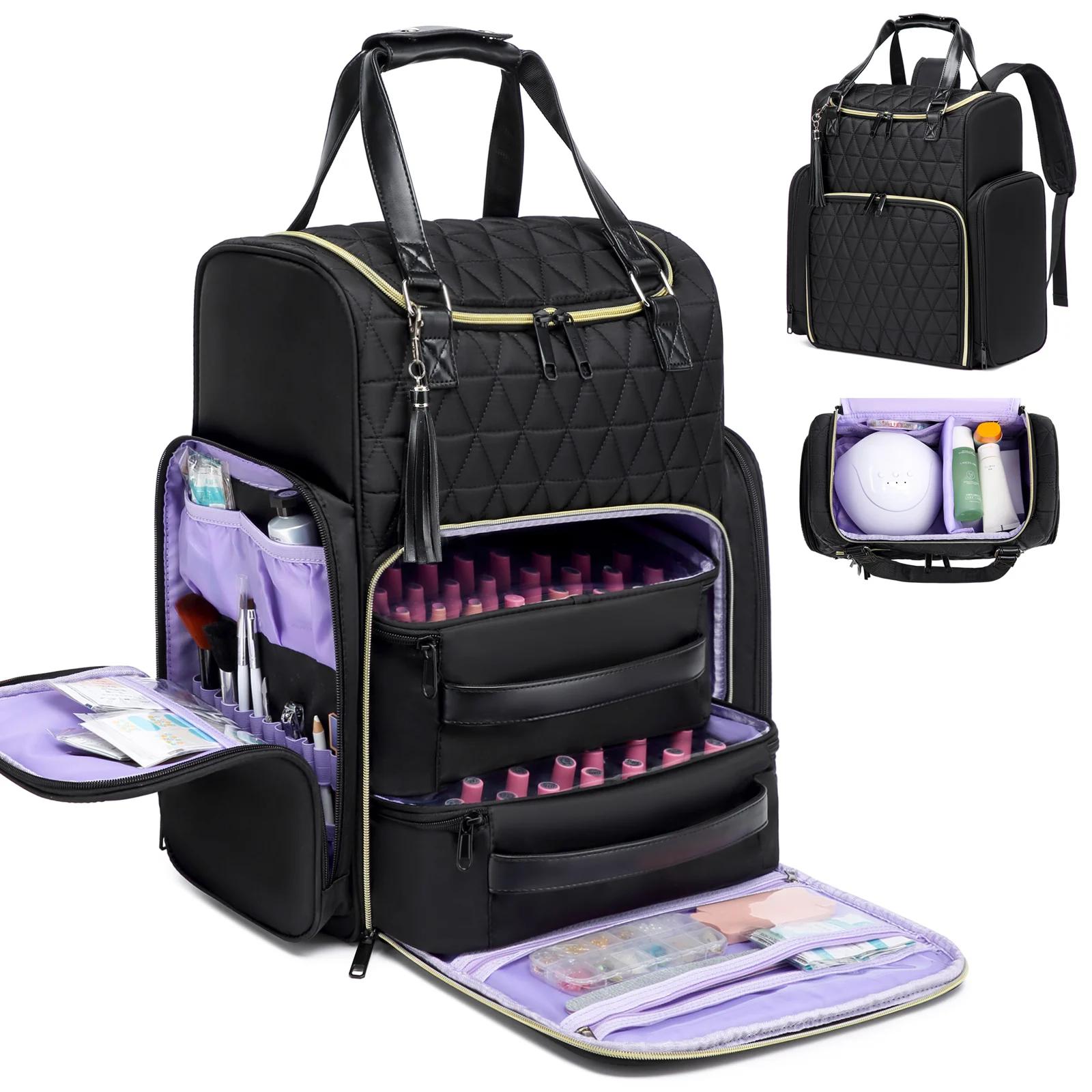 Sac à dos organisateur de vernis à ongles, multi-compartiments, pour accessoires de manucure, outils