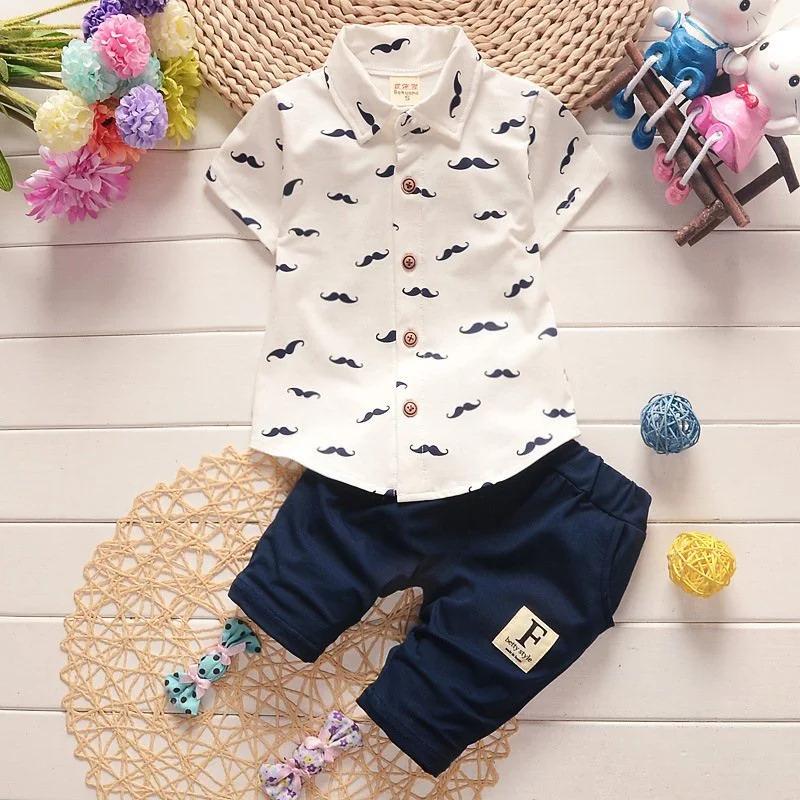 Costume d'été pour garçon, chemise imprimée à manches courtes + Short, en coton, vêtements mignons p