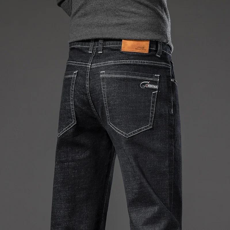 Jean droit en Denim pour hommes, pantalon en Denim, Style classique, extensible, décontracté, grande