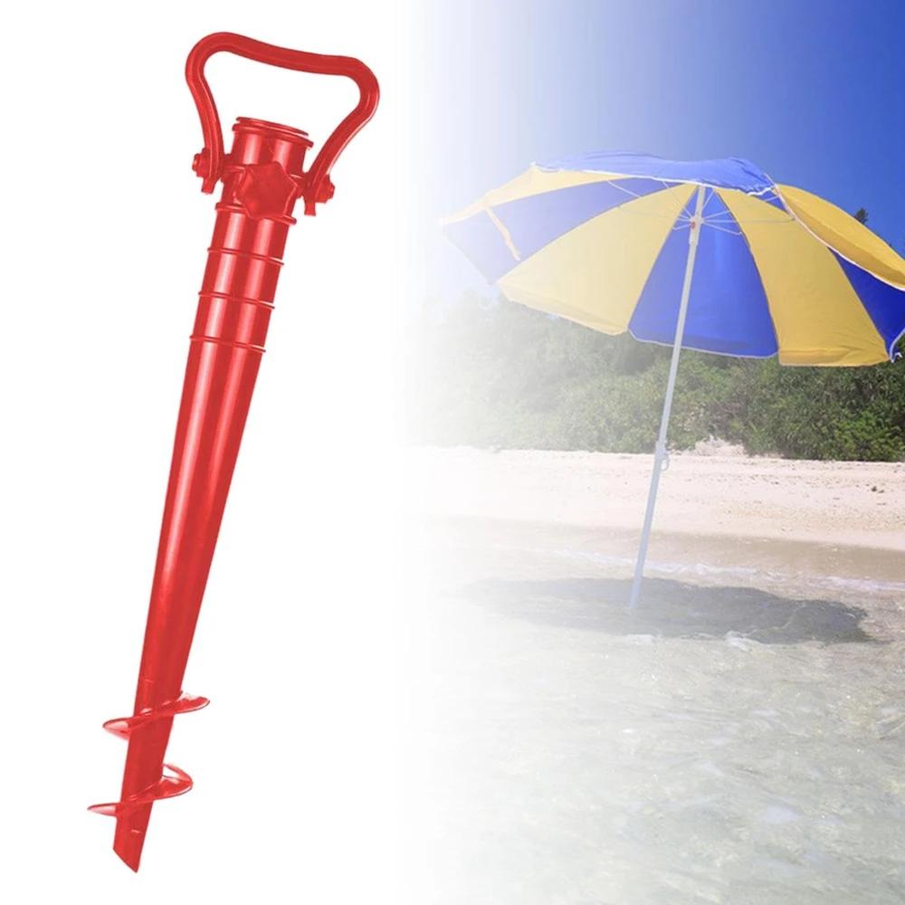Injecteur de parapluie de plage rouge, vis en spirale, support de parapluie solaire de jardin extéri