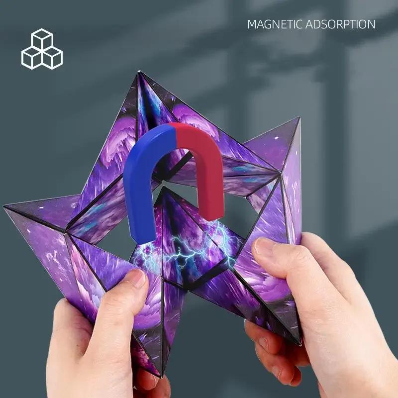 Cube Magique Magnétique Anti-souligné 3D, Variété Géométrique, Interchangeable, Puzzle à Rabat à la 