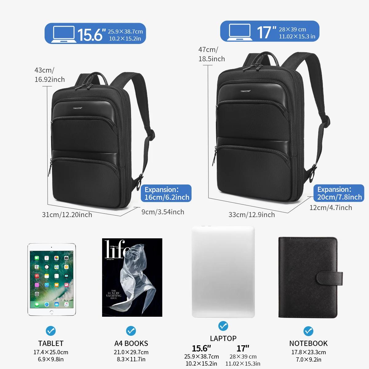 Tigernu sac à dos extensible hommes sacs minces pour hommes sac à dos de voyage étanche mâle 15.6 po