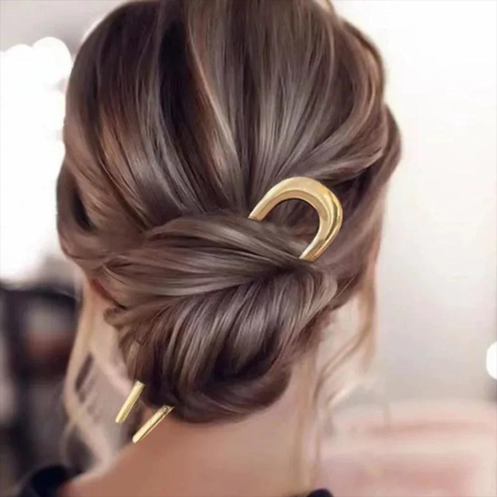 Épingle à cheveux Simple en forme de U, bâtons de cheveux en métal, pinces à cheveux françaises, épi