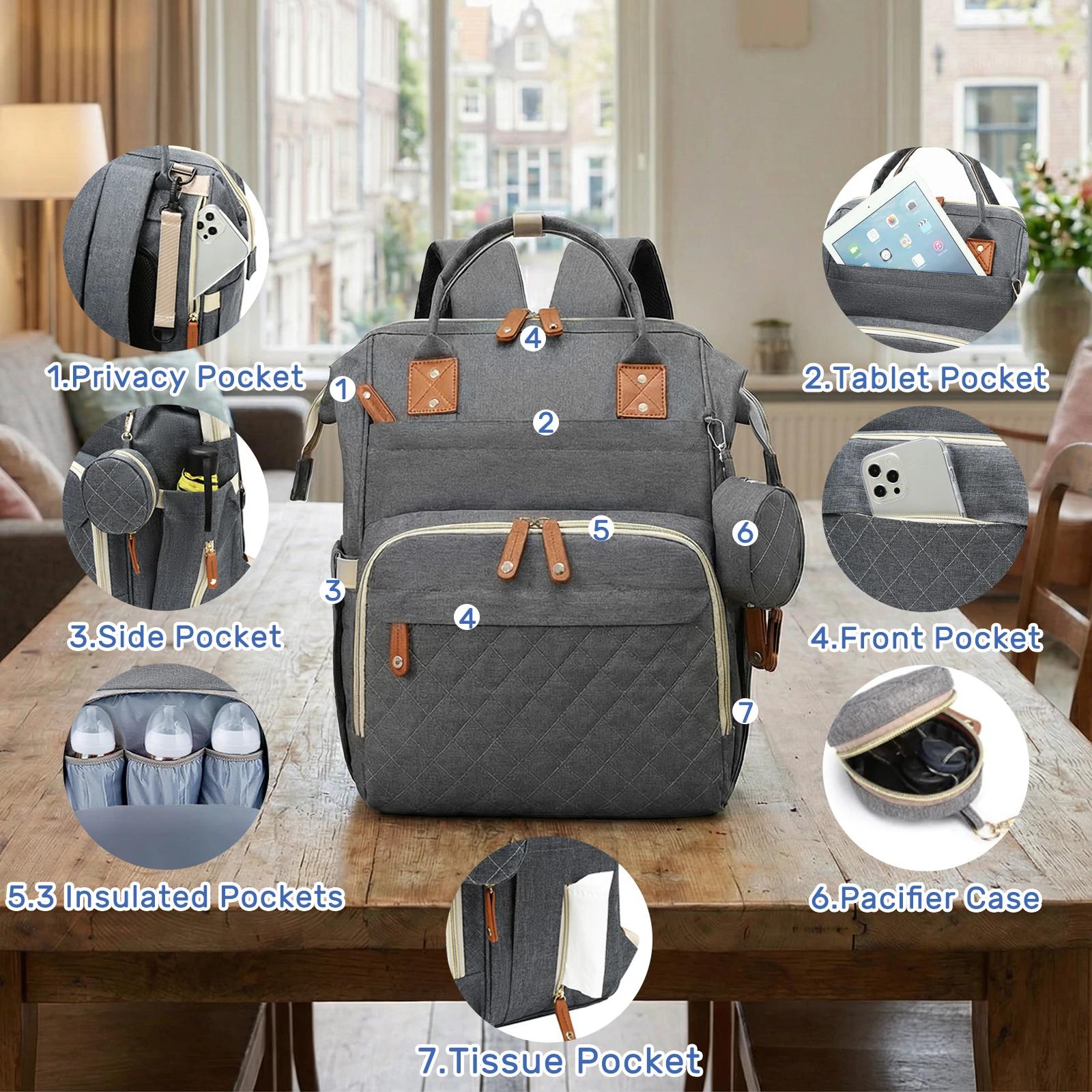 Sac à dos pour couches, sac à langer pour bébé, sac à couches pour bébé fille et garçon, sac de voya