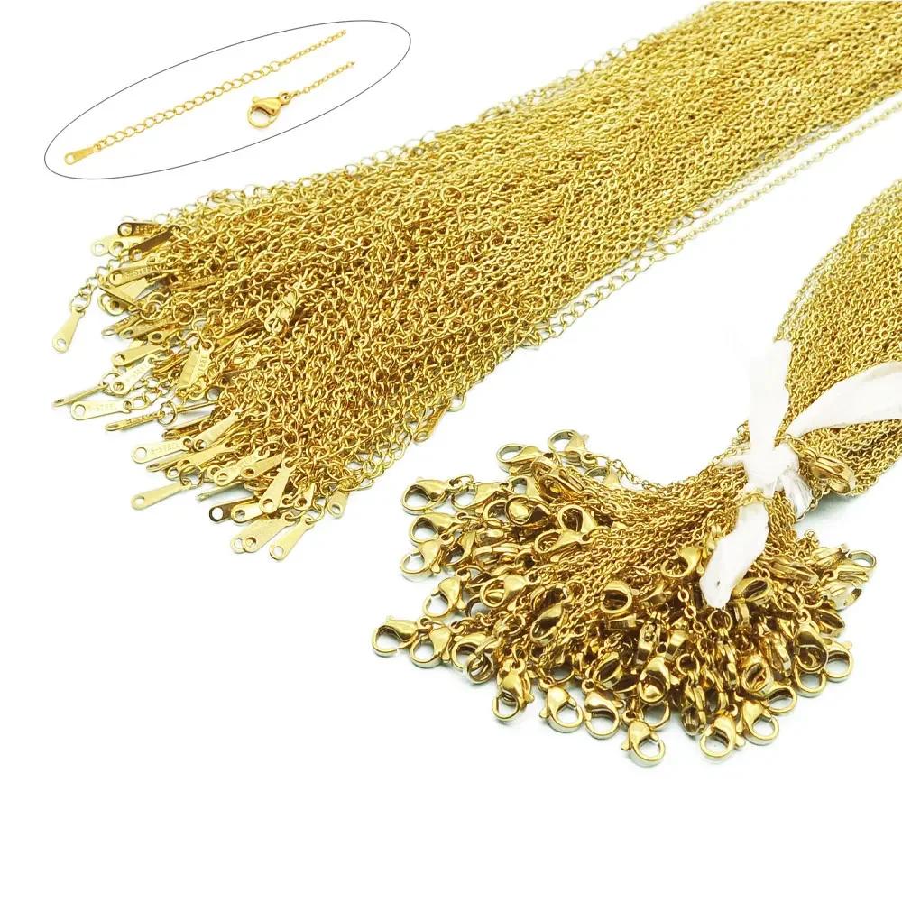 100 pcs/Lot en vrac en gros 304 en acier inoxydable couleur argent 45-50 cm lien de câble Rolo chaîn