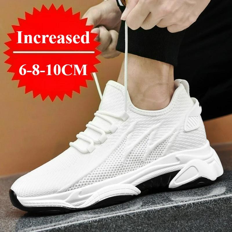 Chaussures pour hommes, baskets rehaussantes de 10 cm, respirantes, décontractées, à lacets, pour la