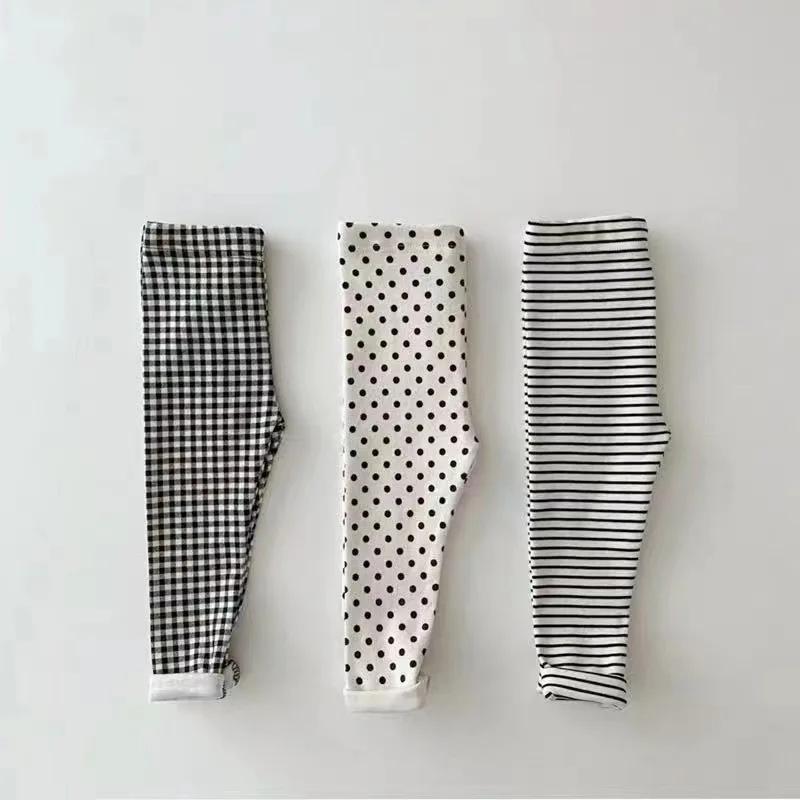Pantalon en coton à rayures élastiques pour fille de 0 à 6 ans, vêtement pour enfant, couleur unie, 