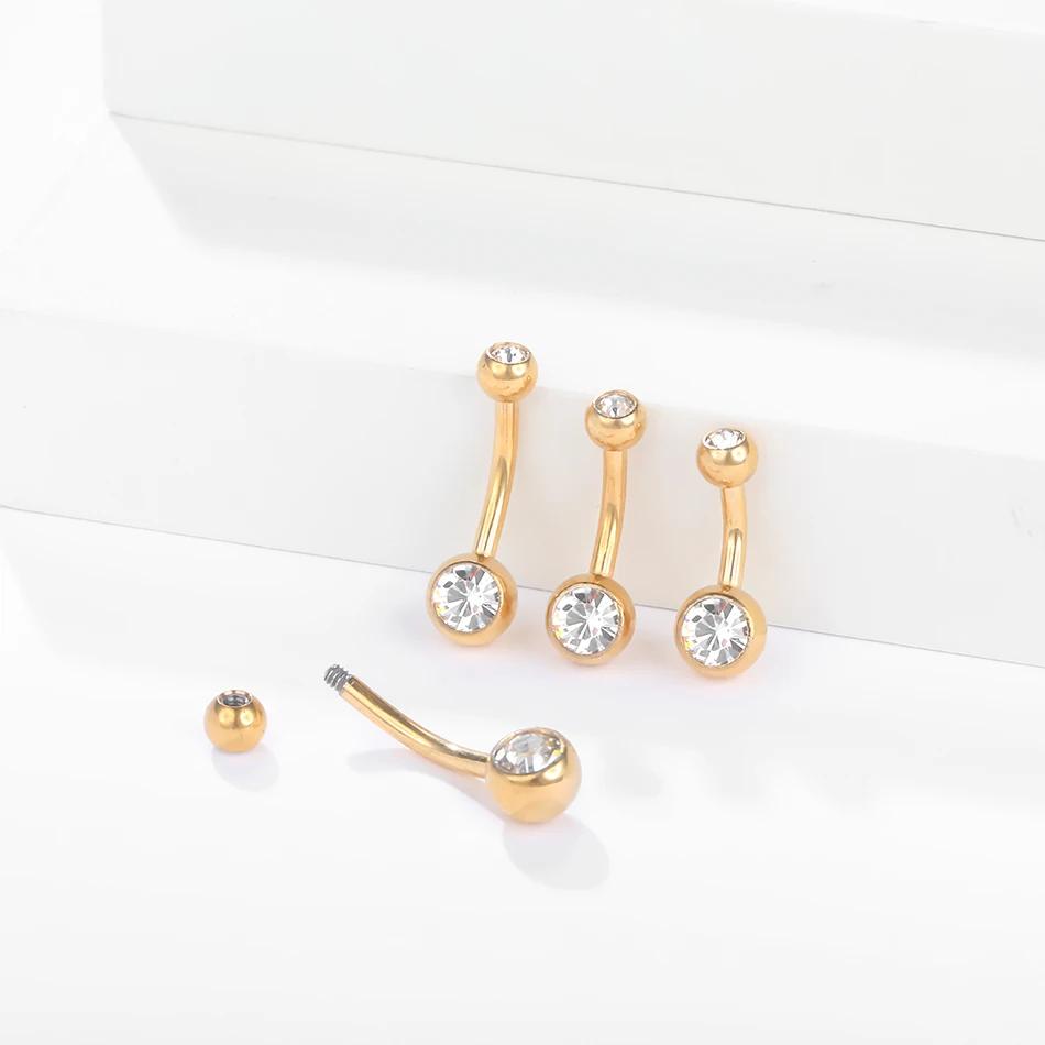 10 pièces/lot G23 titane nombril anneaux cristal nombril haltère anneaux ventre Piercing bijoux pour