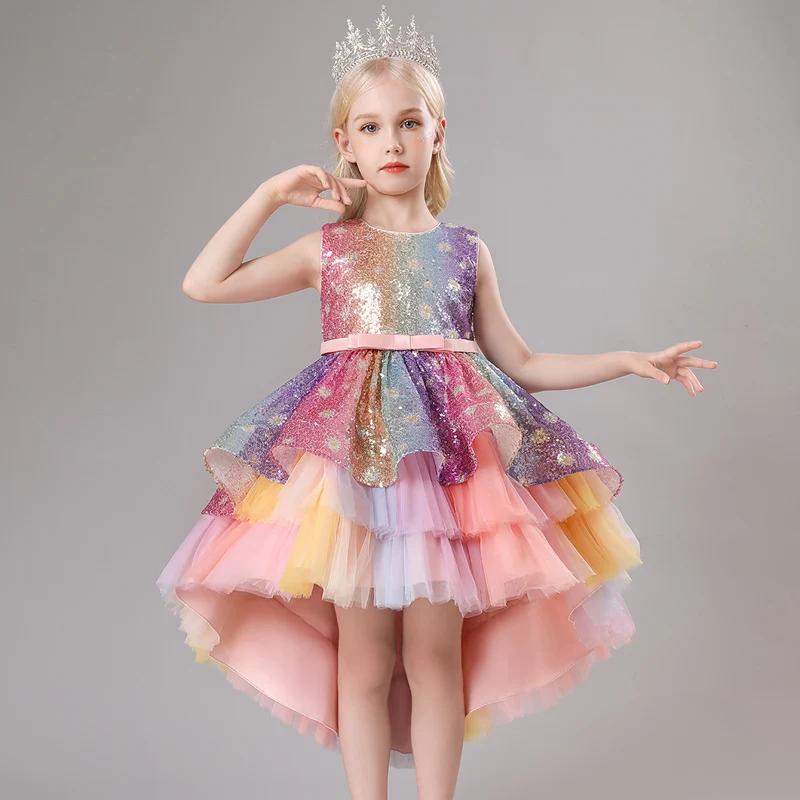 S002 robe pour enfants traînant princesse Spot rose filles 1 juin Performance été nouveau 2023 dente