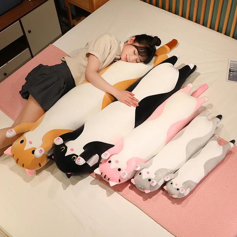 Jouets en peluche chat Long et doux, 50/70/90/110/130cm, joie drôle, Pause, oreiller de sieste au bu