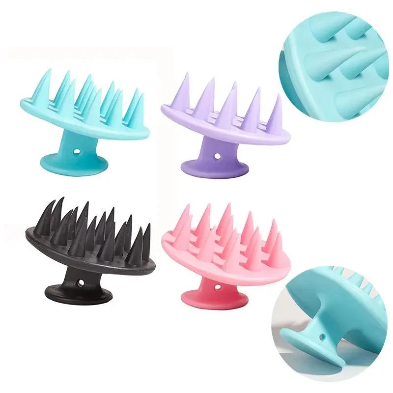 Brosse de Massage de tête en Silicone Portable, brosse de nettoyage en profondeur du cuir chevelu et