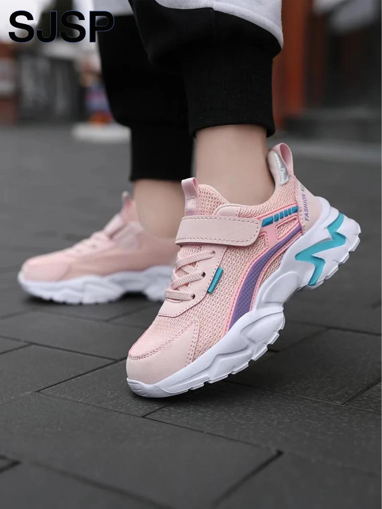 Chaussures décontractées roses pour filles, chaussures en maille respirantes, chaussures de course l