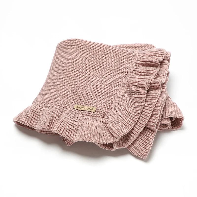 Couvertures bébé 90x70cm tricoté nouveau-né garçons filles solide poussette lange emmaillotage sac nuit réversible