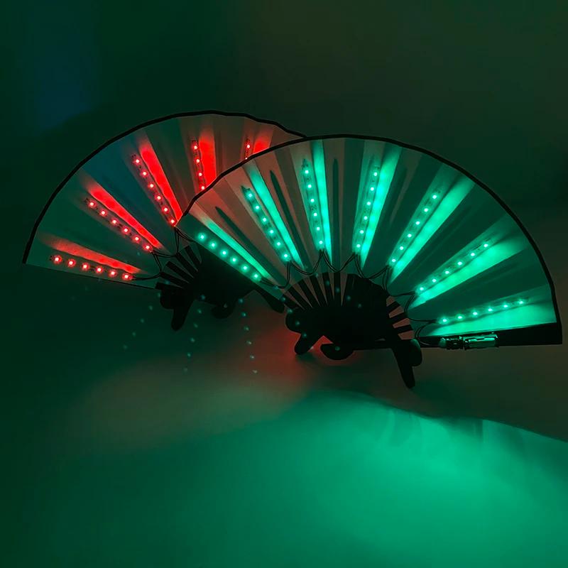 Éclairage de fête pour carnaval, ventilateur lumineux LED néon, ventilateur pliable lumineux, éventa