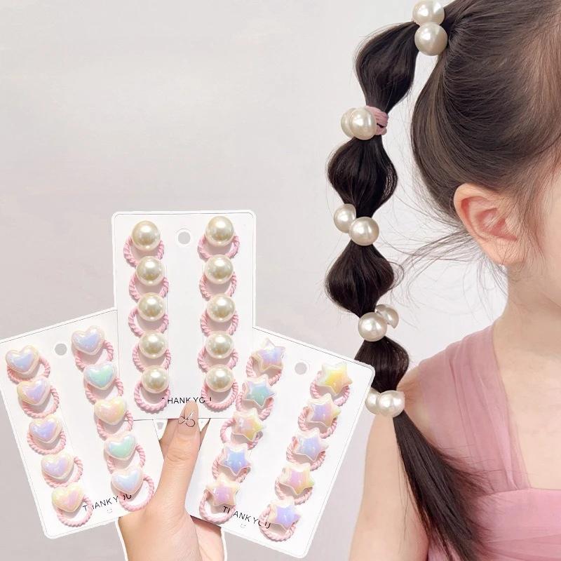 10 pièces ensemble de cordes à cheveux mignonnes pour enfants étoile coeur princesse fille bandes de