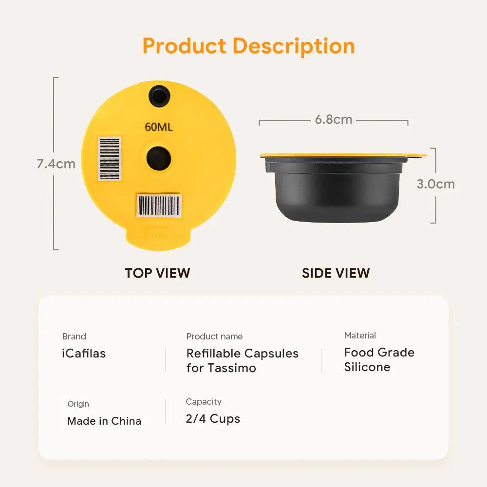 Capsules de café réutilisables TasHansen avec couvercle en silicone, dosette jetable, filtre quotidi